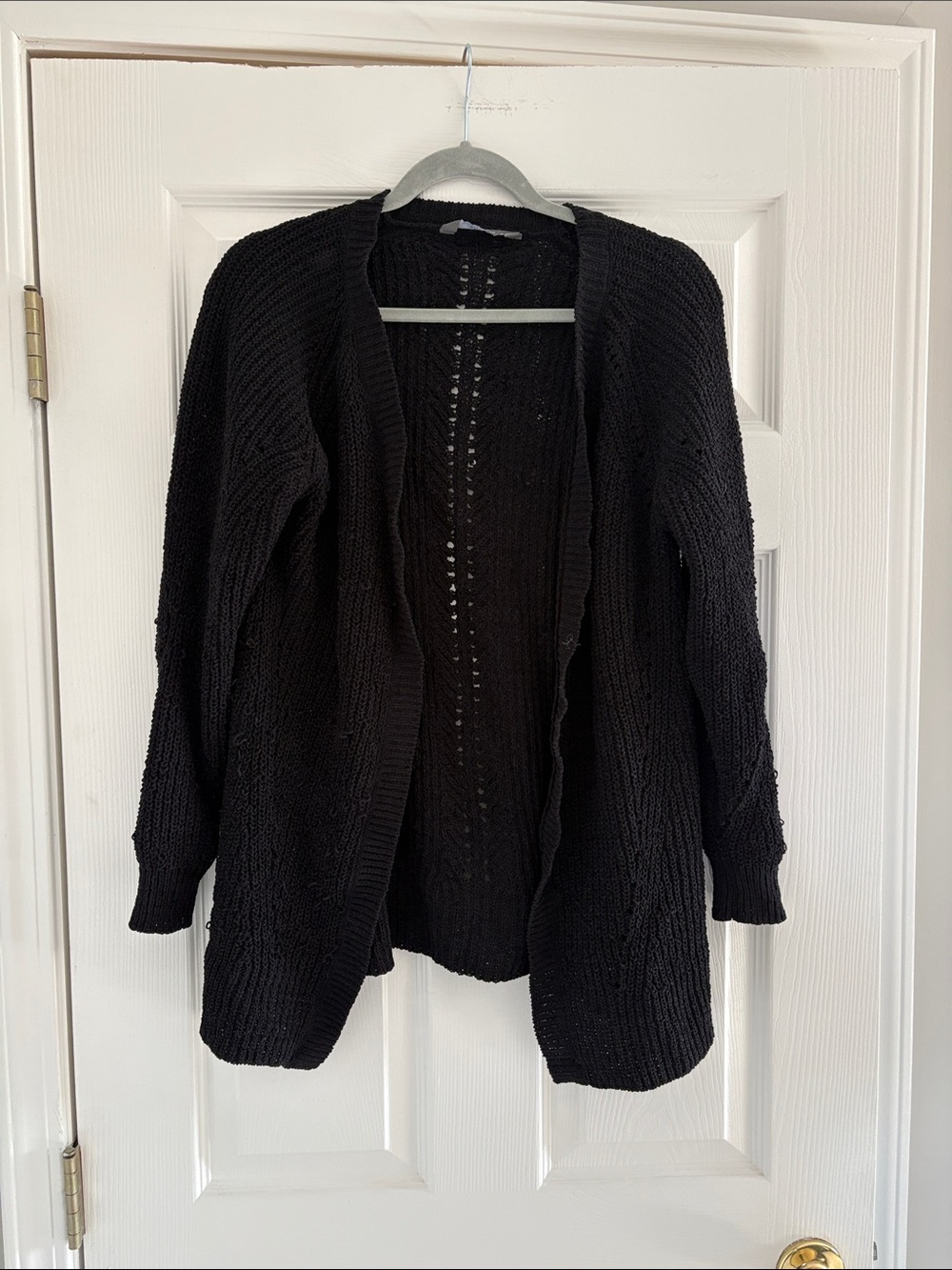 Black Open-Front Women's Knit Cardigan Sweater